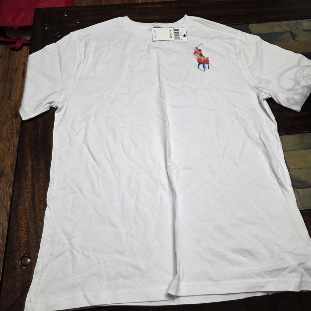 Polo by Ralph Lauren White Tee with Multicolor Logo
